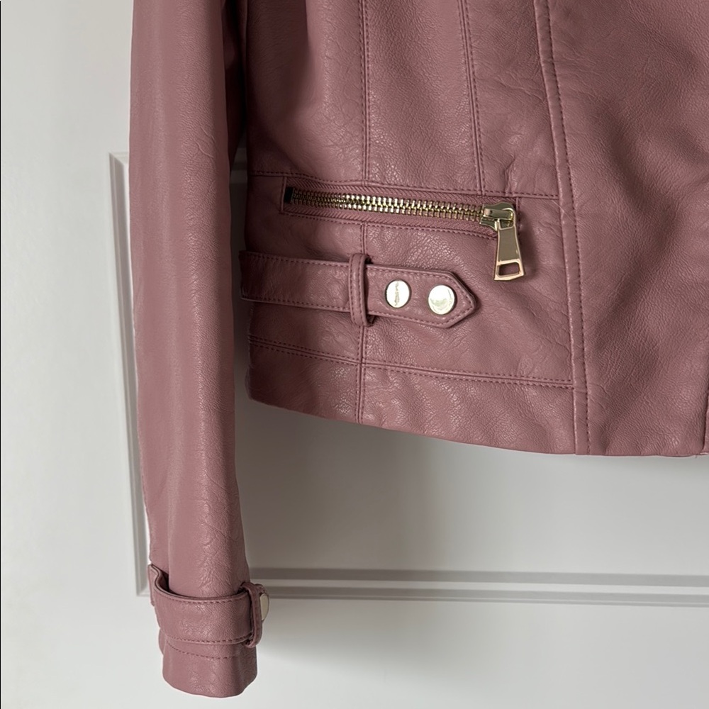 Women's Pink Faux Leather Moto Jacket by New York and Company - Picture 2 of 6